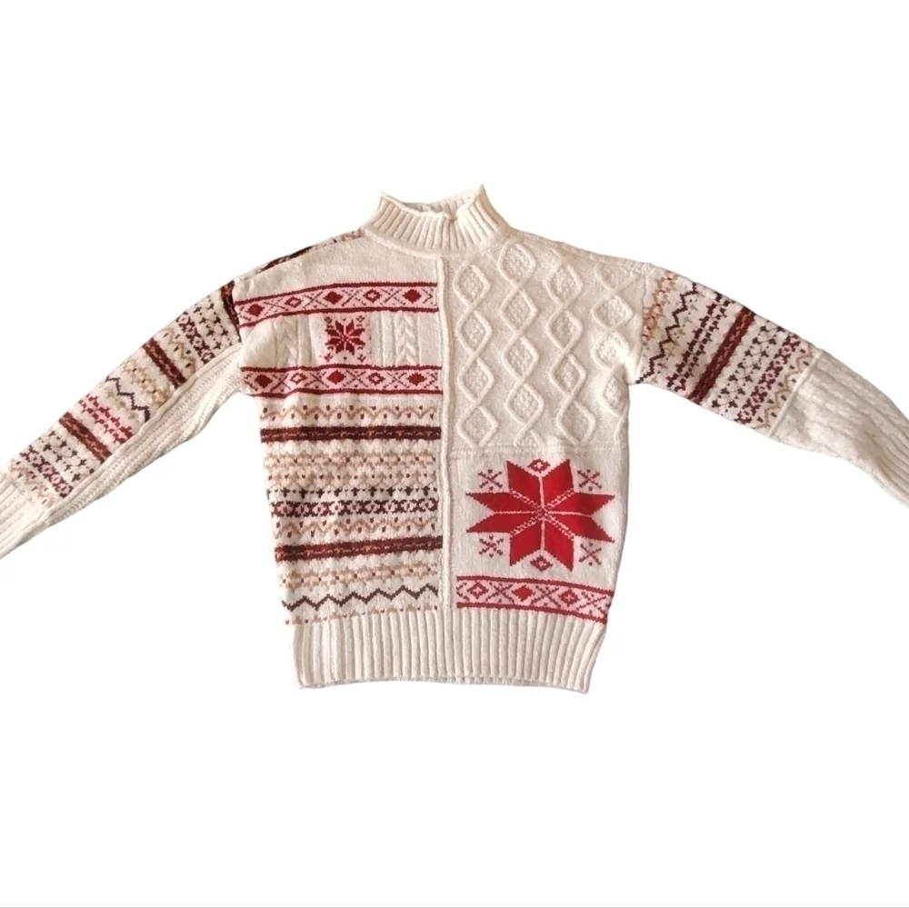 American Eagle Women' Sweater Cream & Black Pullover - Picture 2 of 6